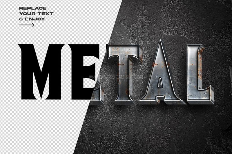 5款电影级金属质感文字特效PSD模板